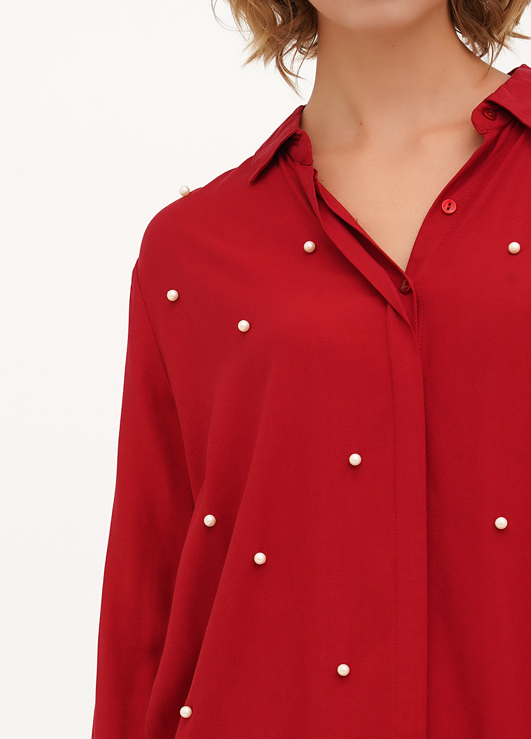 Красная кэжуал рубашка однотонная Vicolo