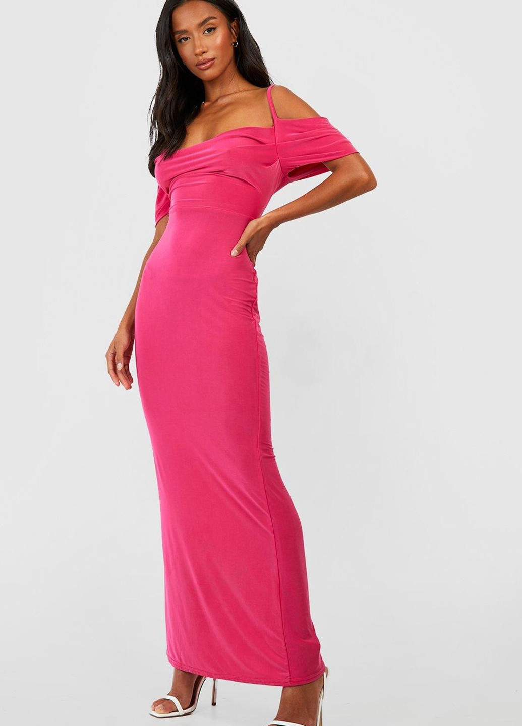 Розовое праздничный платье силуэтная Boohoo однотонное
