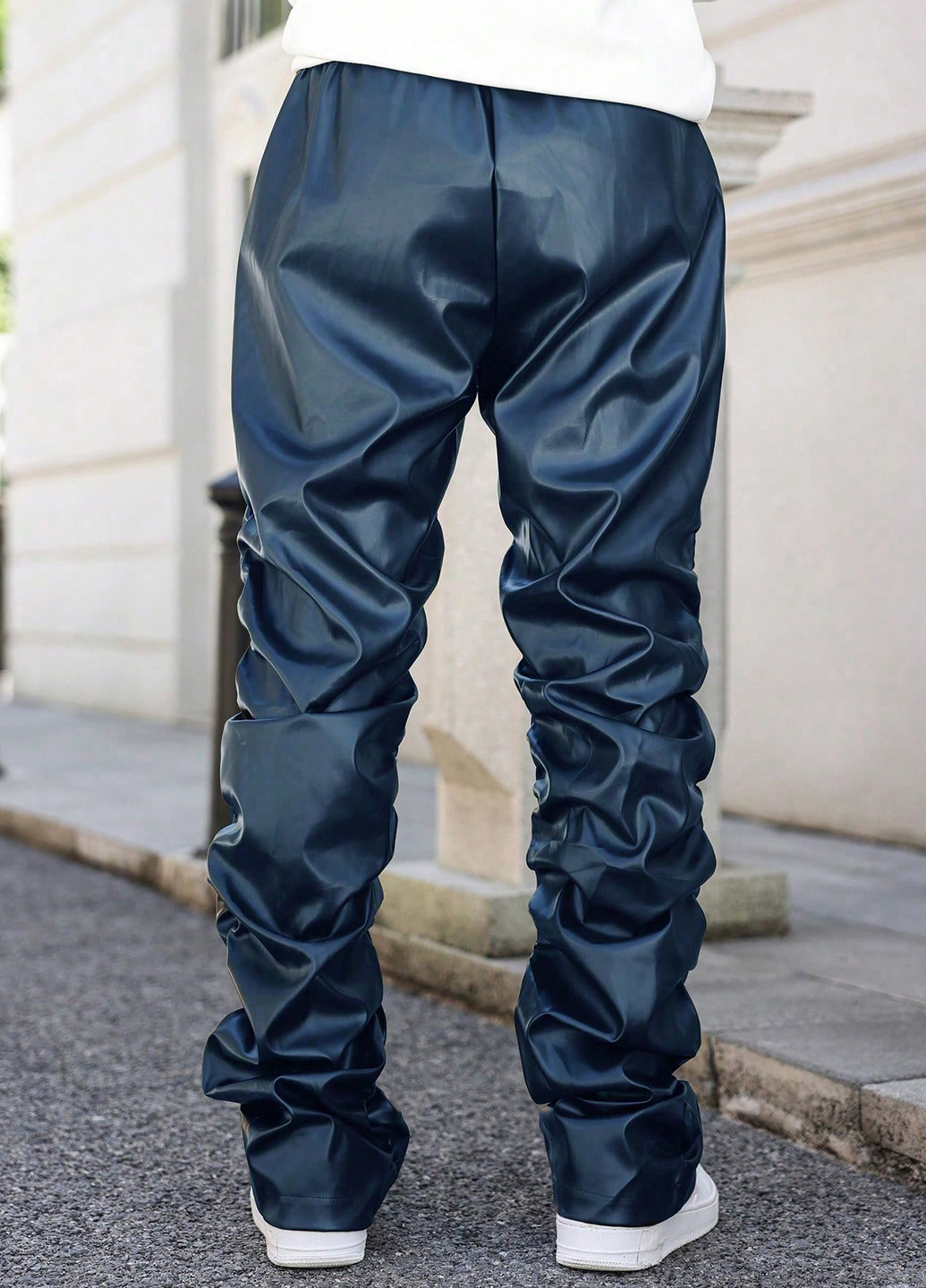 Синие кэжуал демисезонные прямые брюки SHEIN