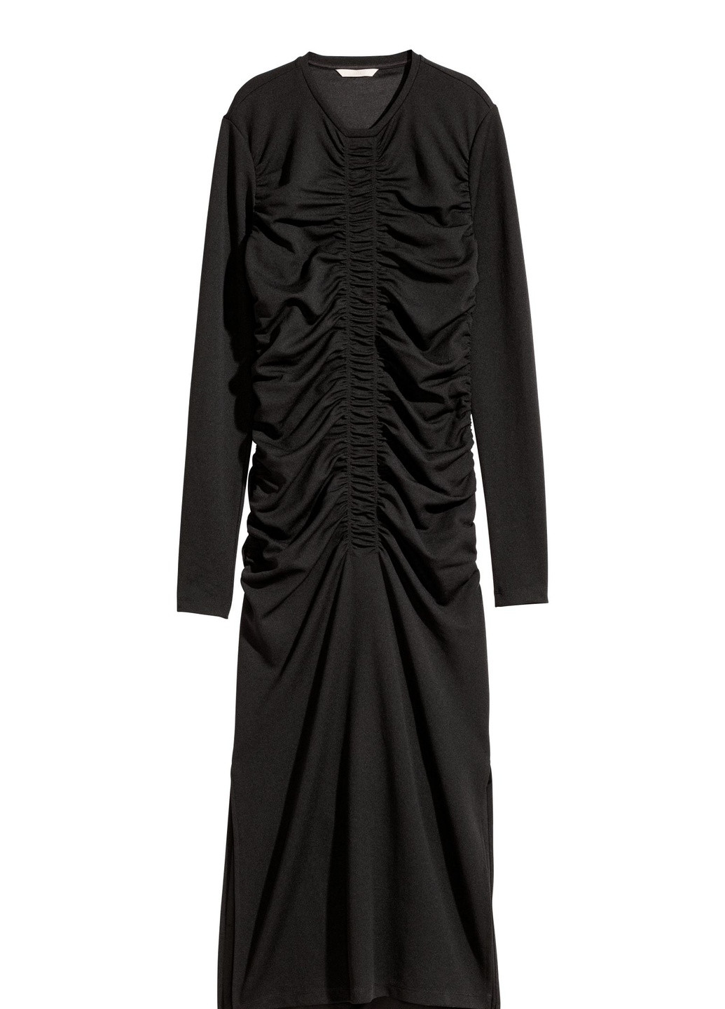 Черное деловое платье с драпировкой H&M однотонное