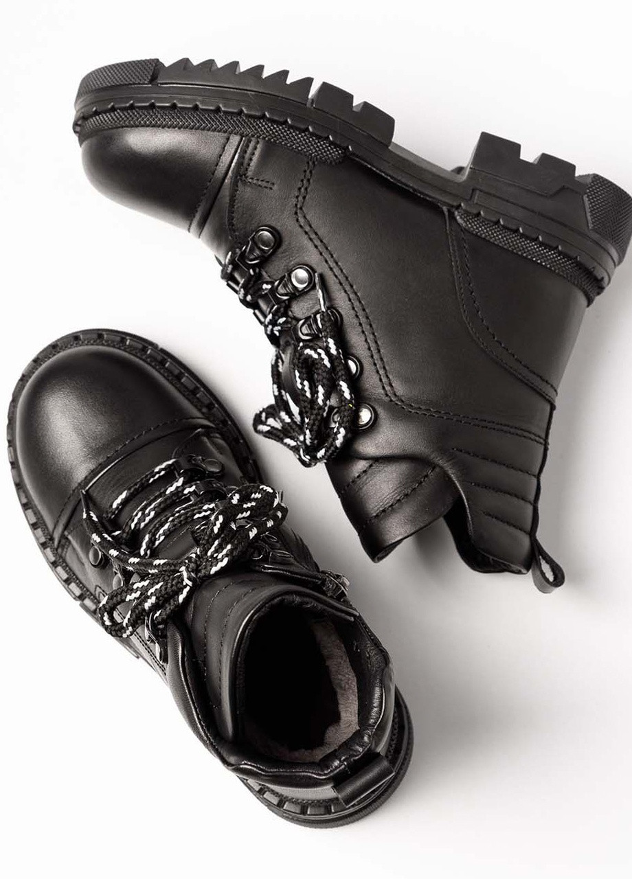 Черные кэжуал ботинки зимние из натуральной кожи на девочку 8548 32 20см черный 63266 Tutubi