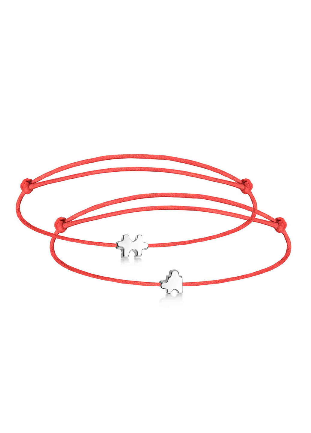 Срібні парні браслети з шарміками у вигляді пазлів 18-20 см червоний Peninsula (224608993)