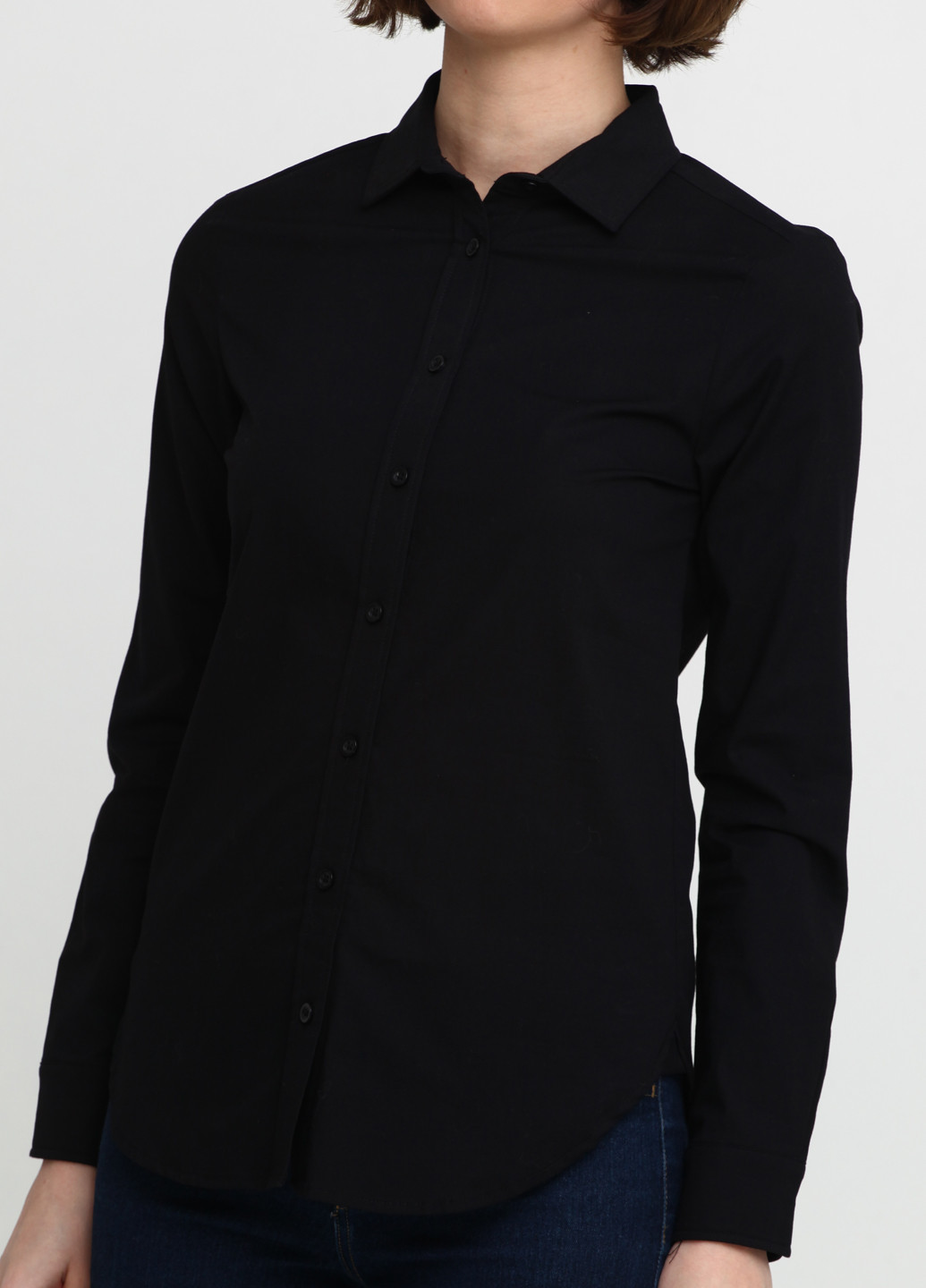 Черная кэжуал рубашка однотонная Sassofono