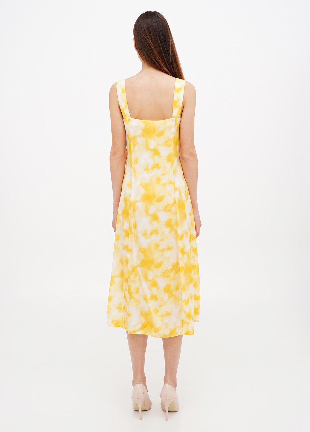 Желтое кэжуал платье H&M с абстрактным узором