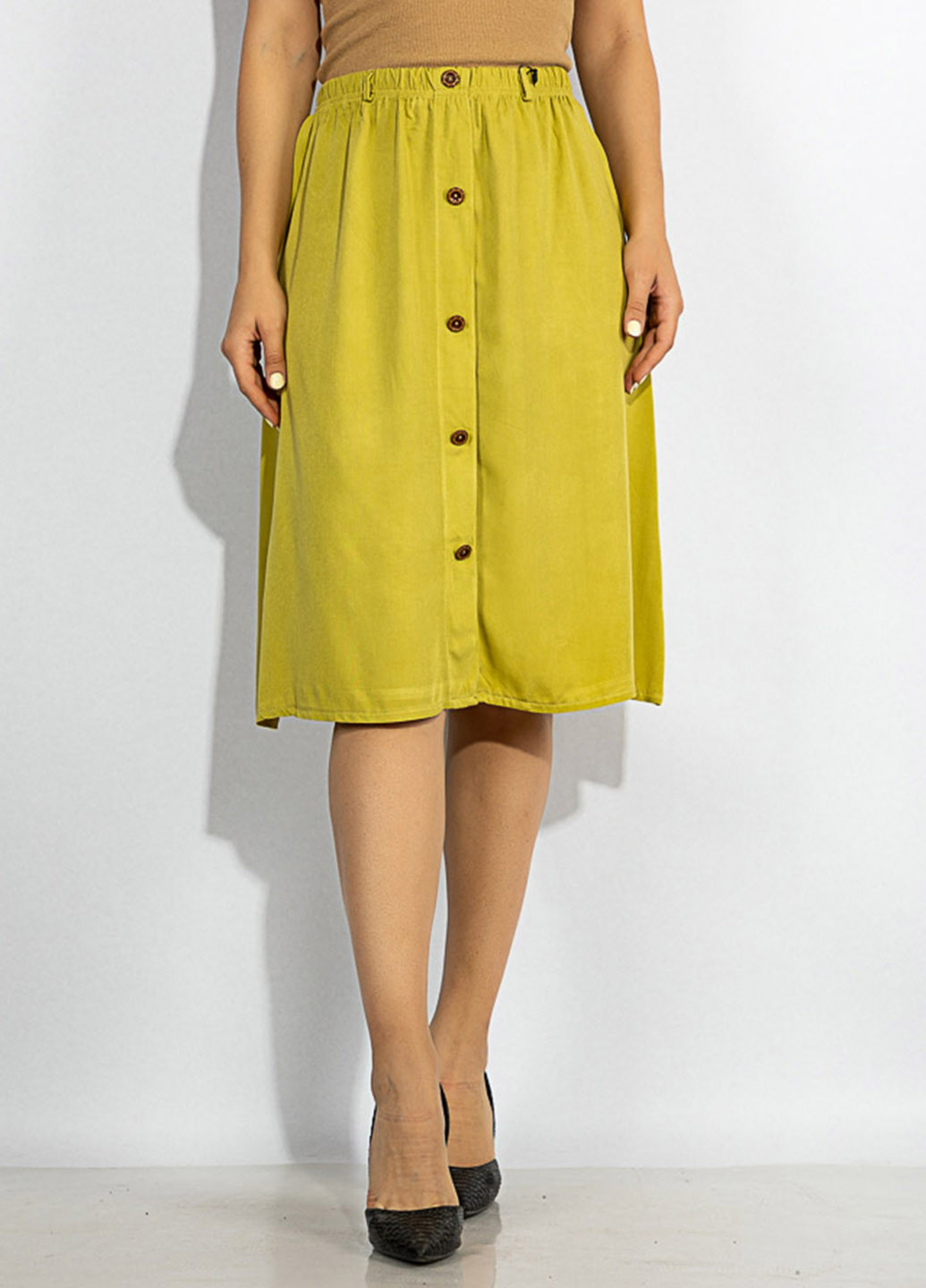 Оливковая кэжуал однотонная юбка Time of Style