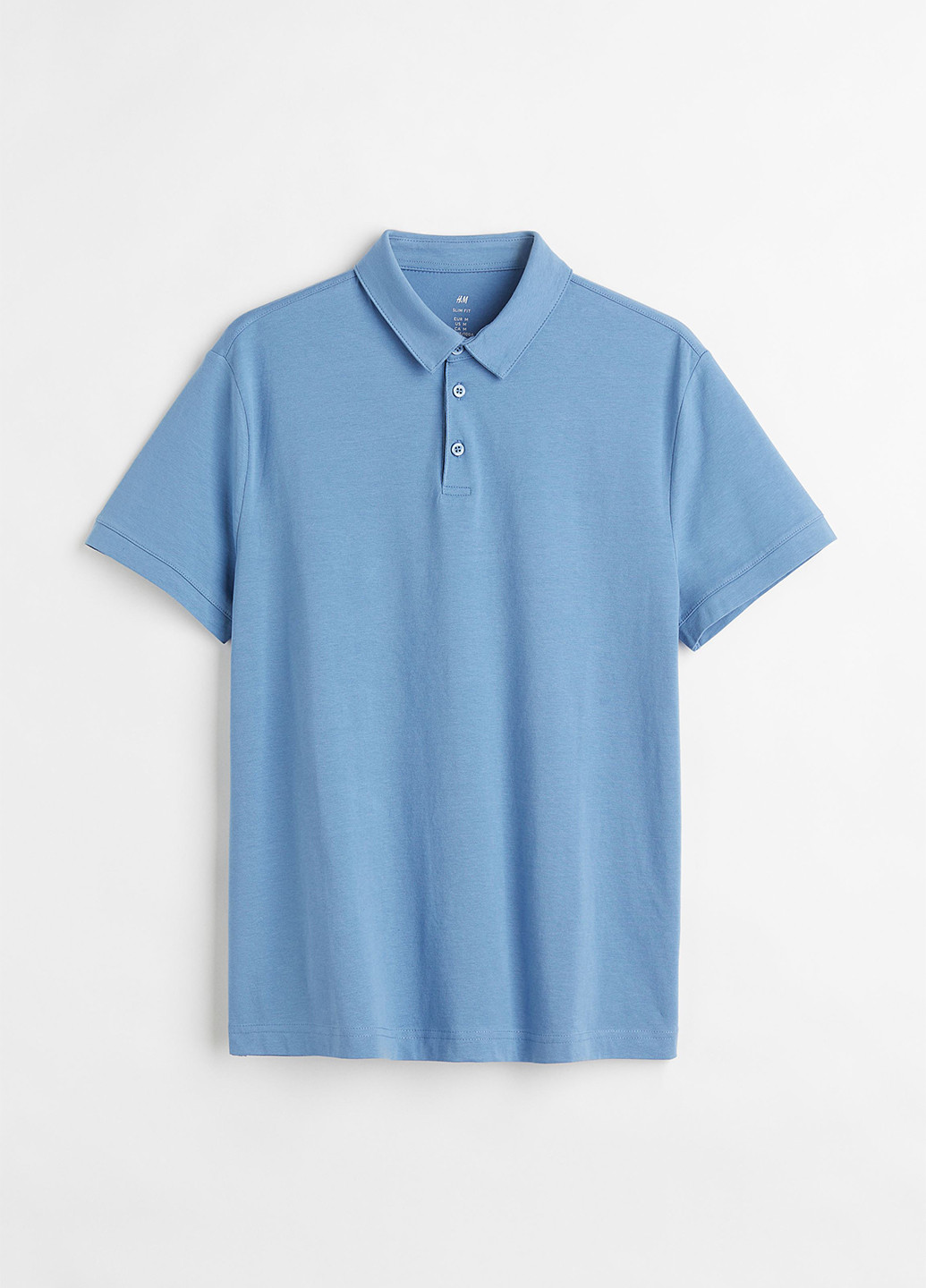 Светло-синяя футболка-поло для мужчин H&M однотонная