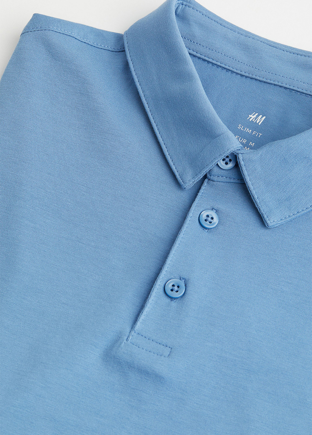 Светло-синяя футболка-поло для мужчин H&M однотонная