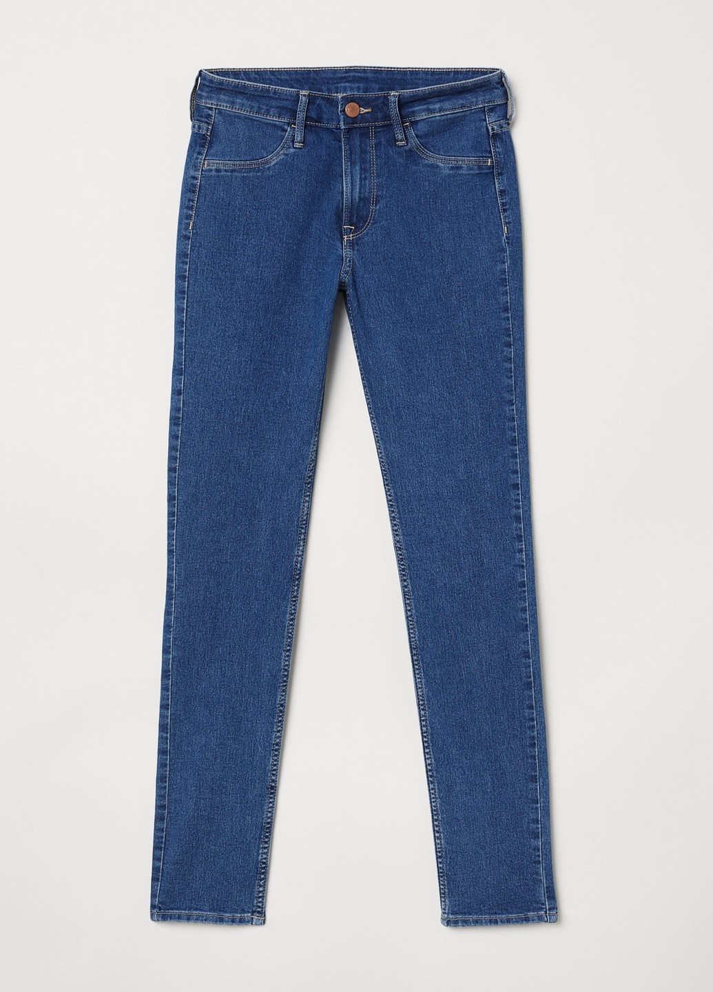 Джинси H&M однотонні темно-блакитні джинсові бавовна