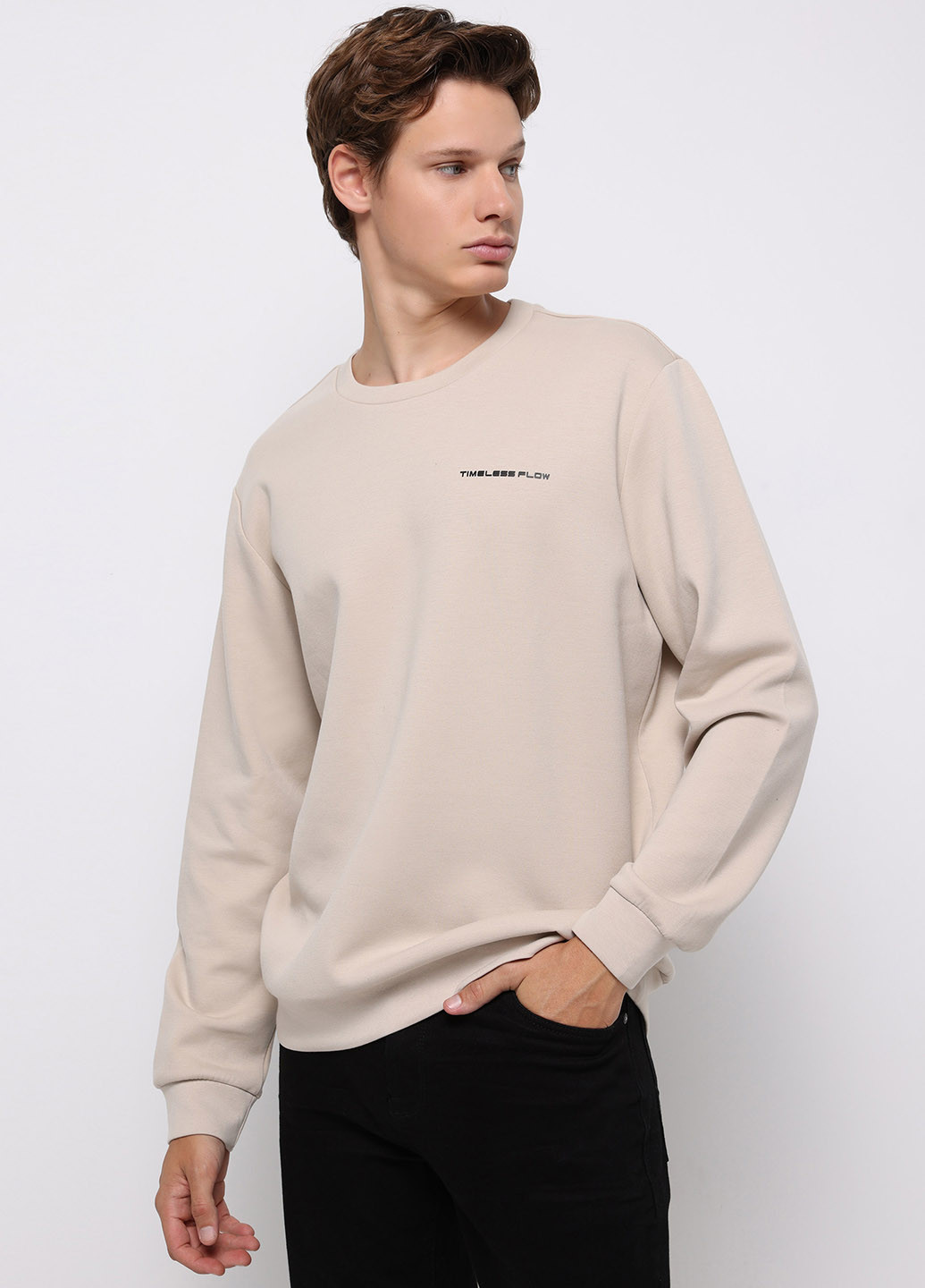 Бежевый свитшот Colin's надпись без декора (368133014)