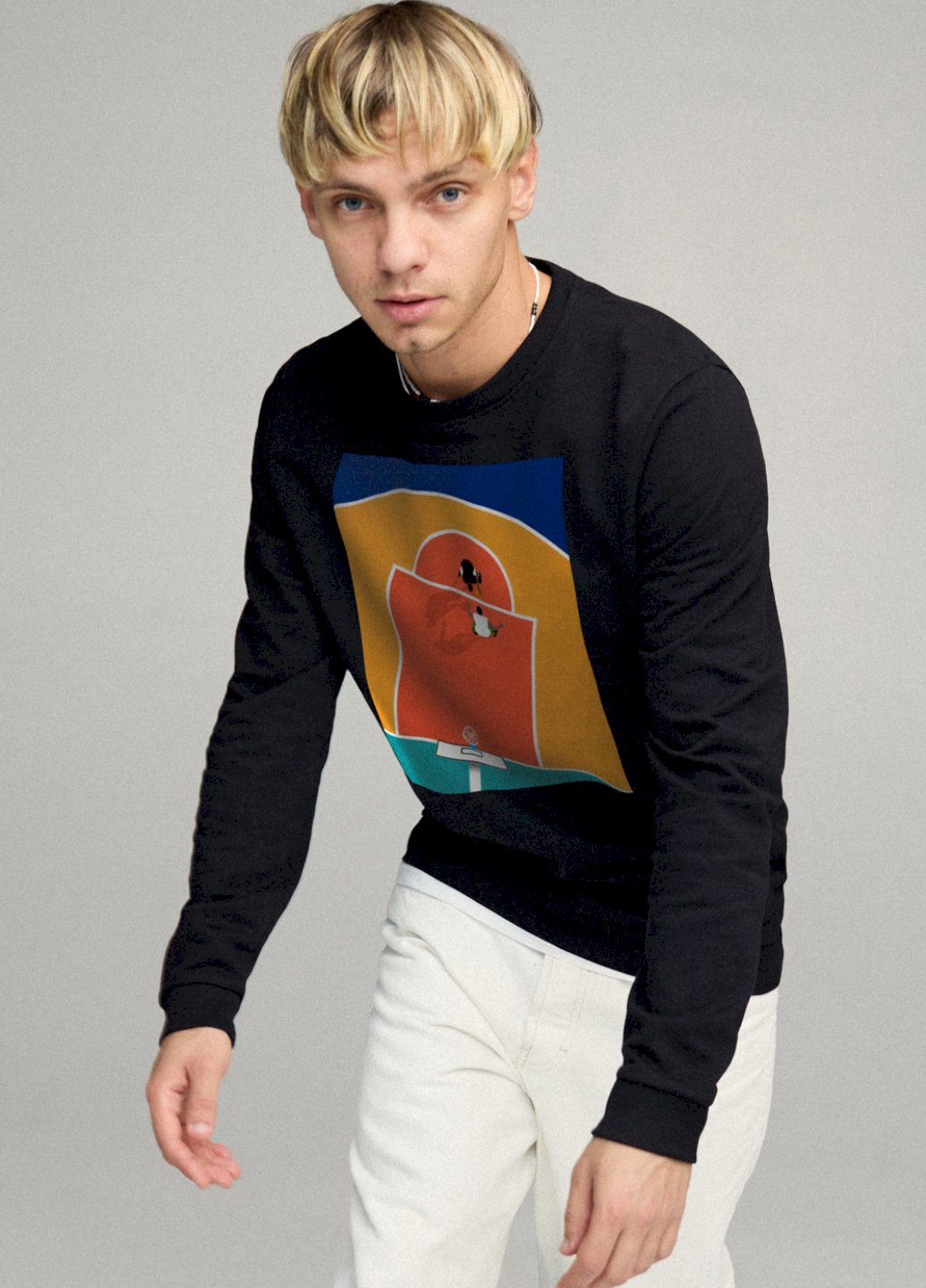 Чорний свитшот мужской basic /no flis/ YAPPI малюнок (254557652)