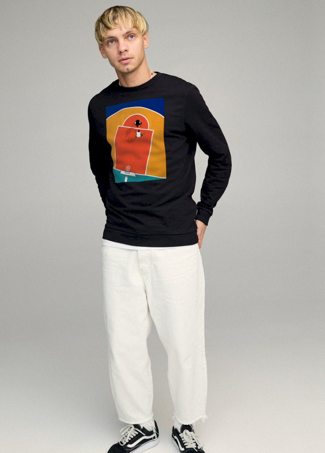 Чорний свитшот мужской basic /no flis/ YAPPI малюнок (254557652)