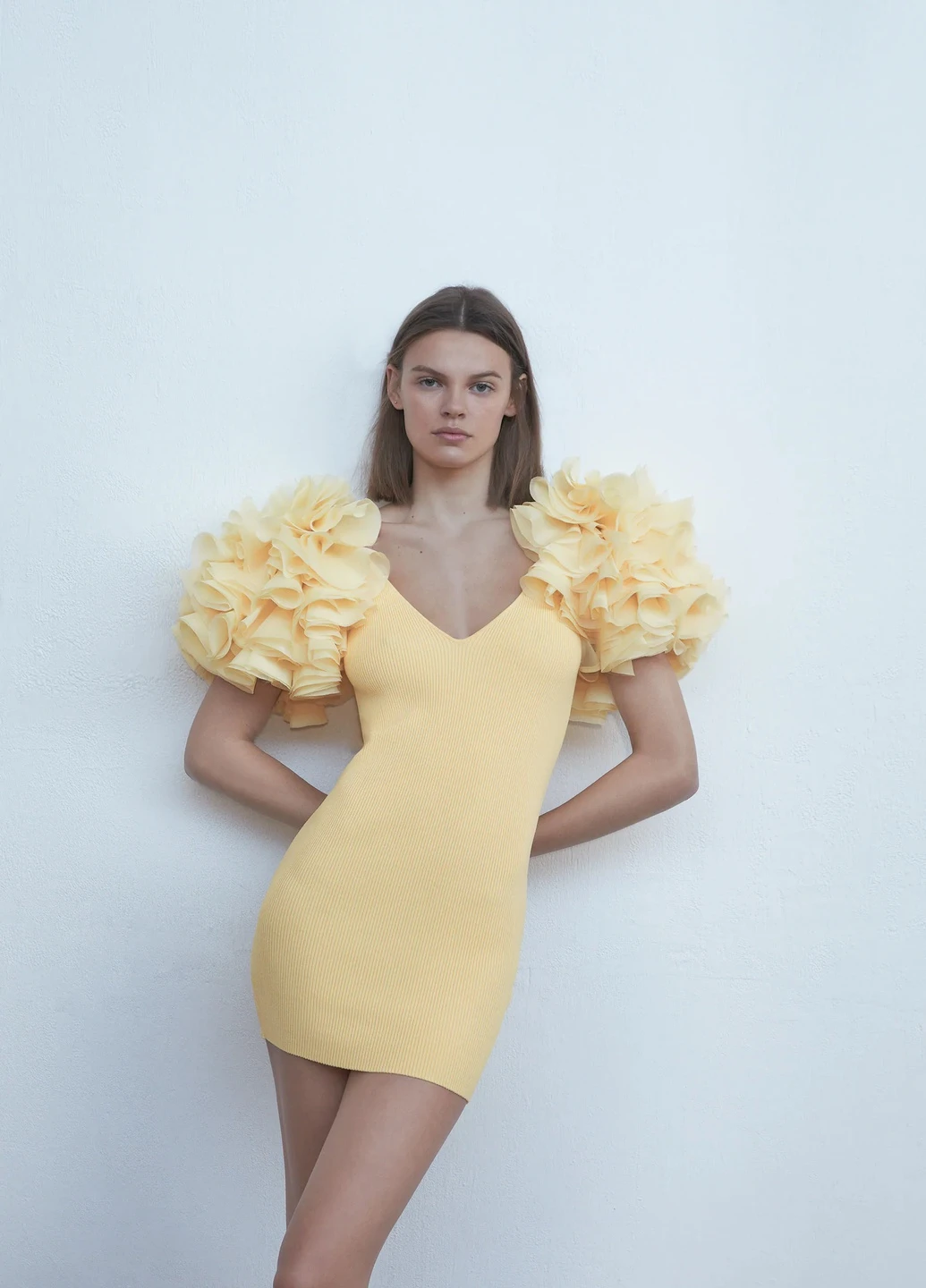 Жовтий кежуал плаття, сукня Zara однотонна