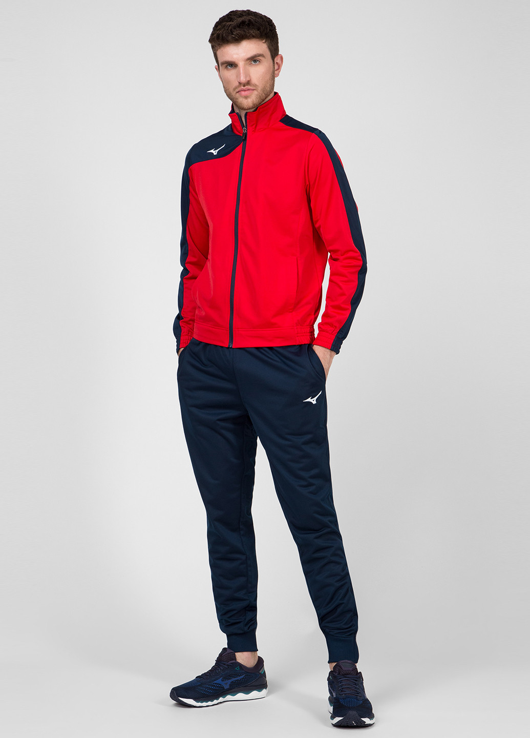 Красный демисезонный костюм (олимпийка, брюки) брючный Mizuno Men Knit Tracksuit