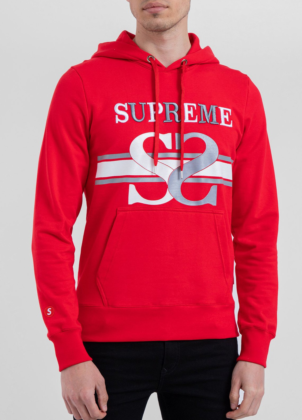 Сірий бавовняний худі з логотипом Supreme Spain (228877441)