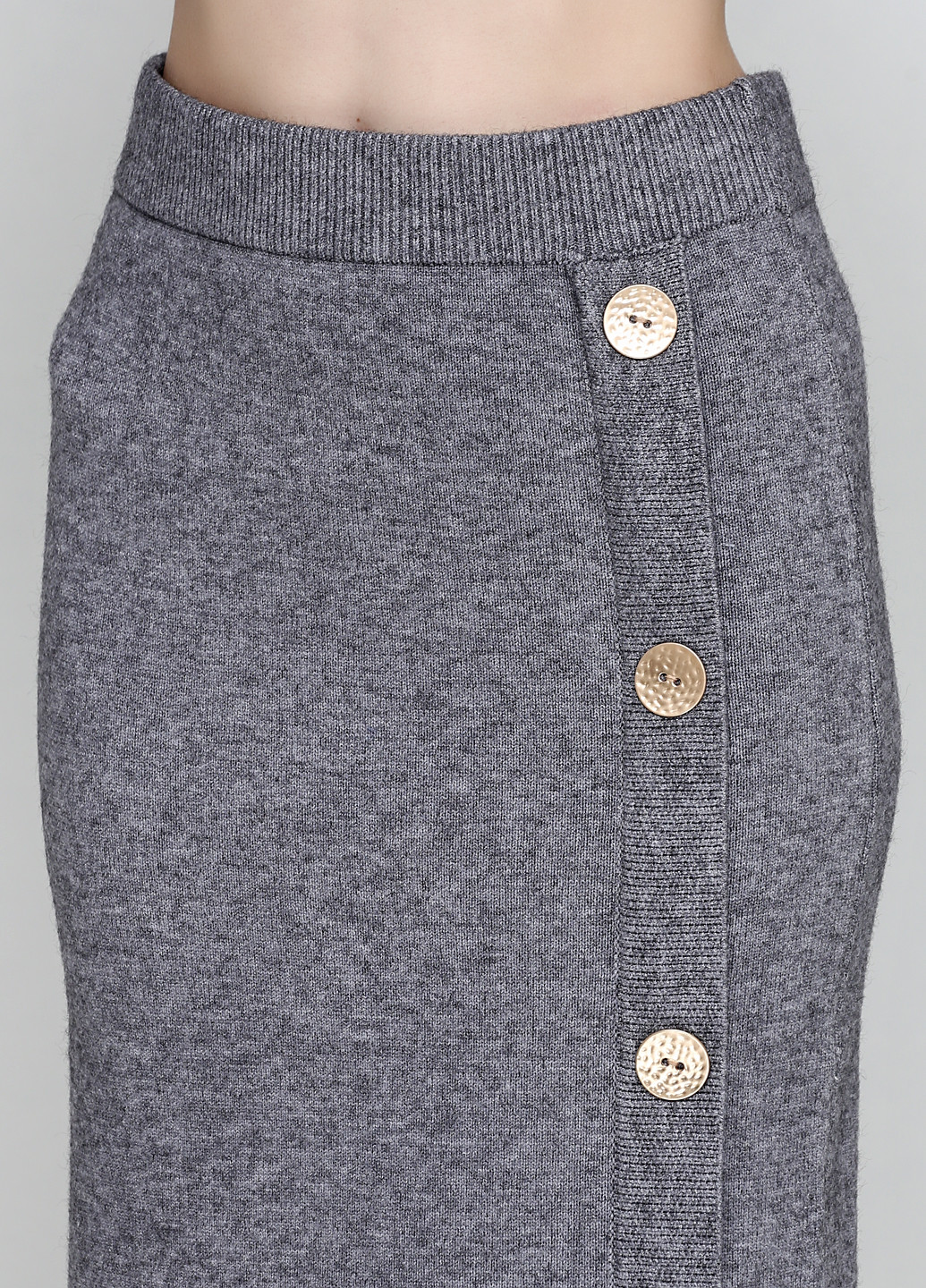 Костюм (свитер, юбка) Max long fashion юбочный однотонный серый кэжуал