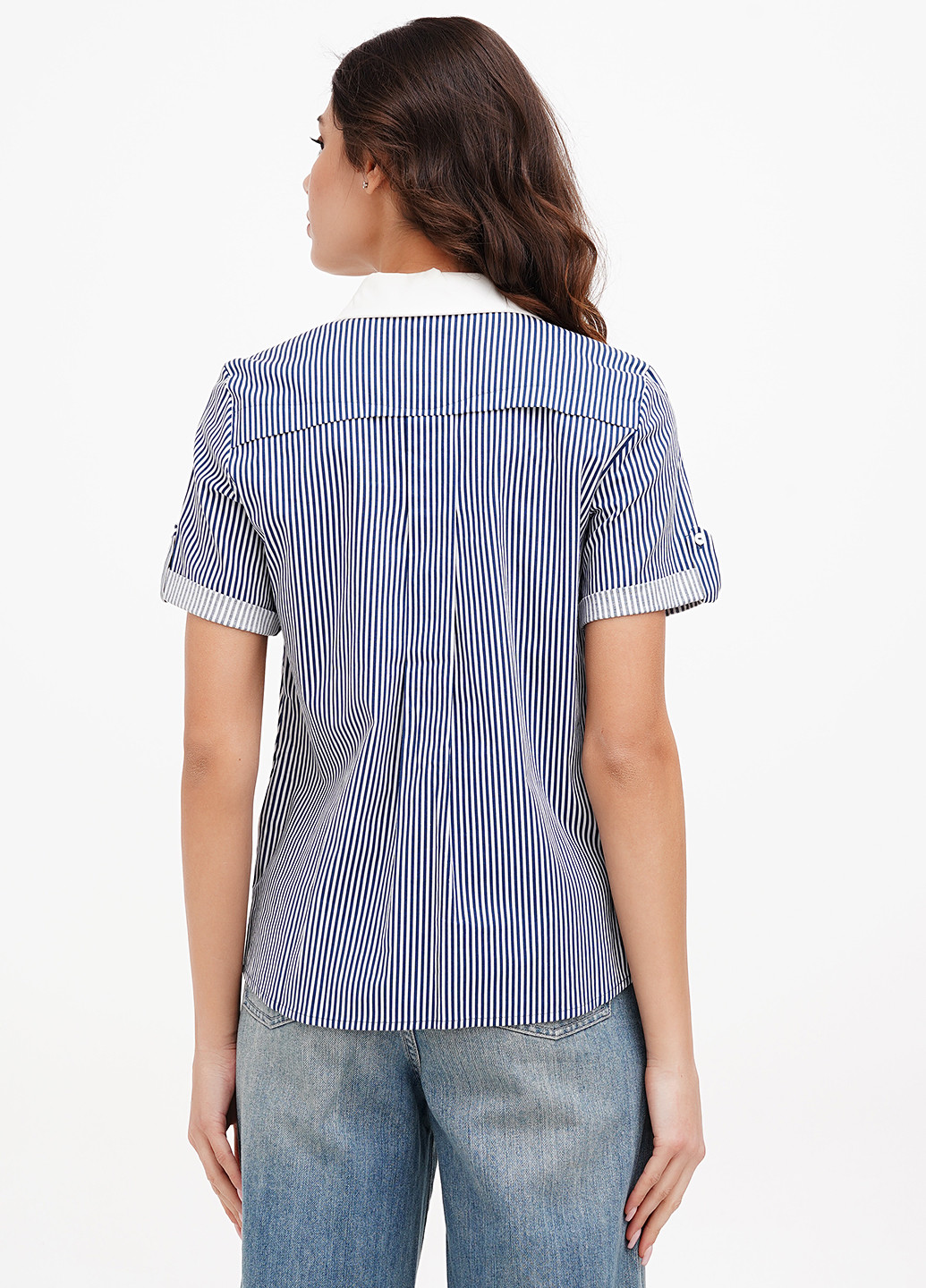 Темно-синяя кэжуал рубашка в полоску Sassofono Club