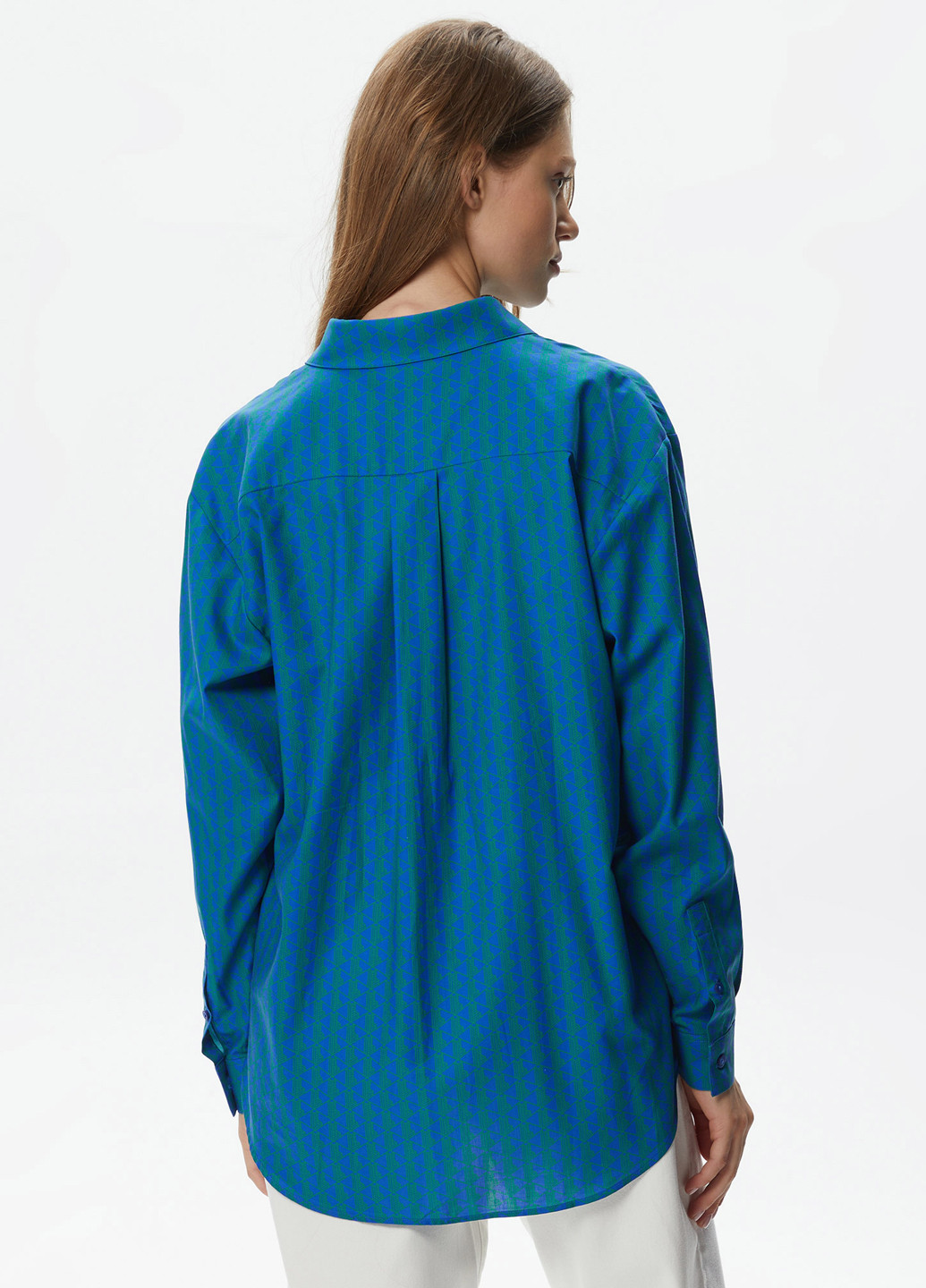Синяя кэжуал рубашка с геометрическим узором Lacoste