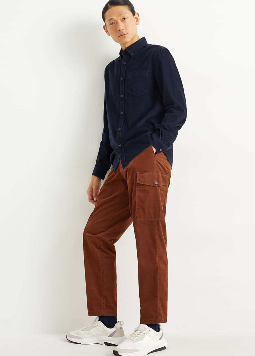 Коричневые кэжуал демисезонные карго брюки C&A