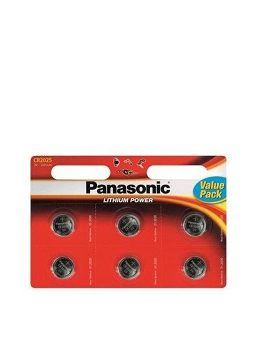 Батарейка Panasonic CR 2025 BLI 6 LITHIUM (CR-2025EL/6B) серебристые
