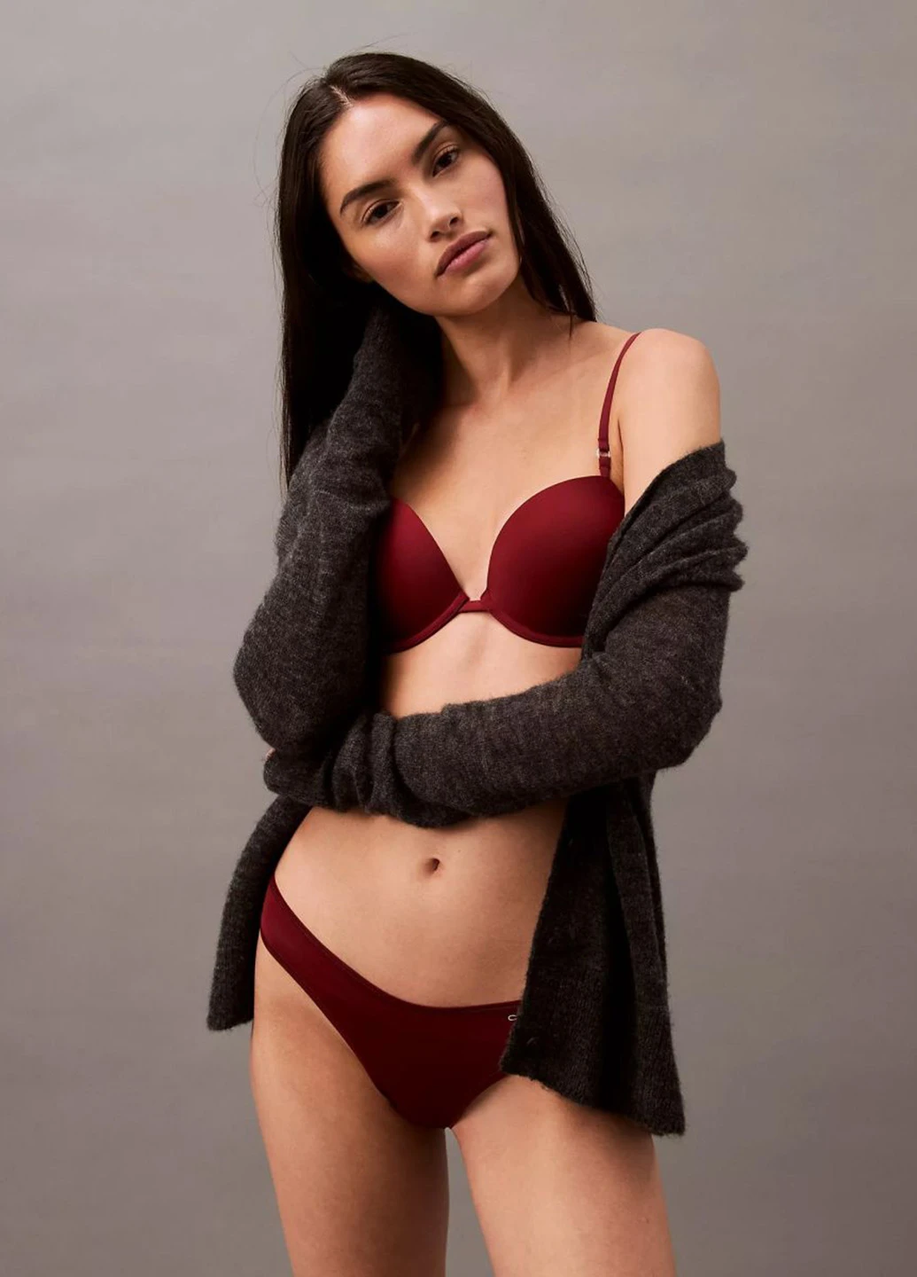Красный корбей бюстгальтер Calvin Klein с косточками нейлон, эластан