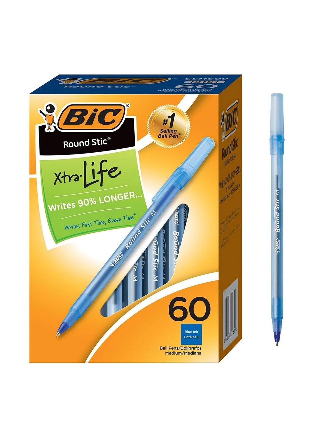 Набір кулькових ручок 60 шт Round Stic Xtra Life Сині масляні (GSM609-BE) (B001Q4HUNO) Bic (255254694)