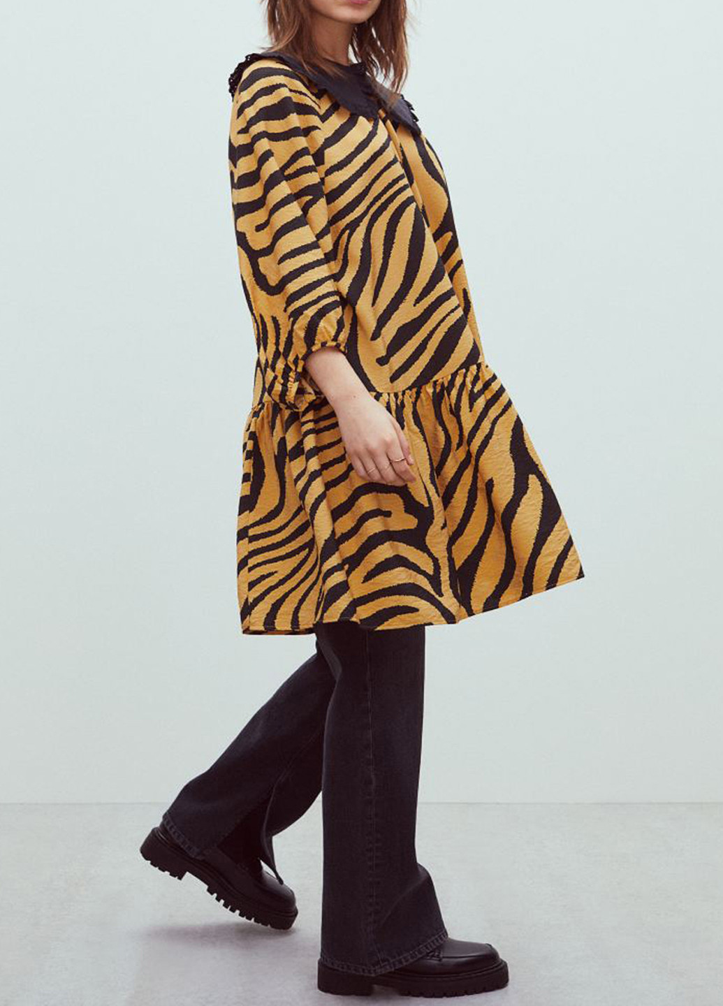 Комбинированное кэжуал платье H&M тигровый