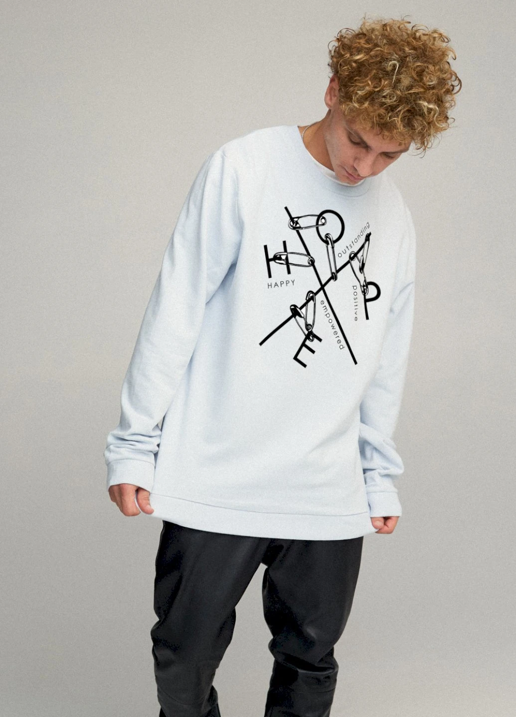Світло-блакитний світшот чоловічий oversize /no flis/ YAPPI (252259073)