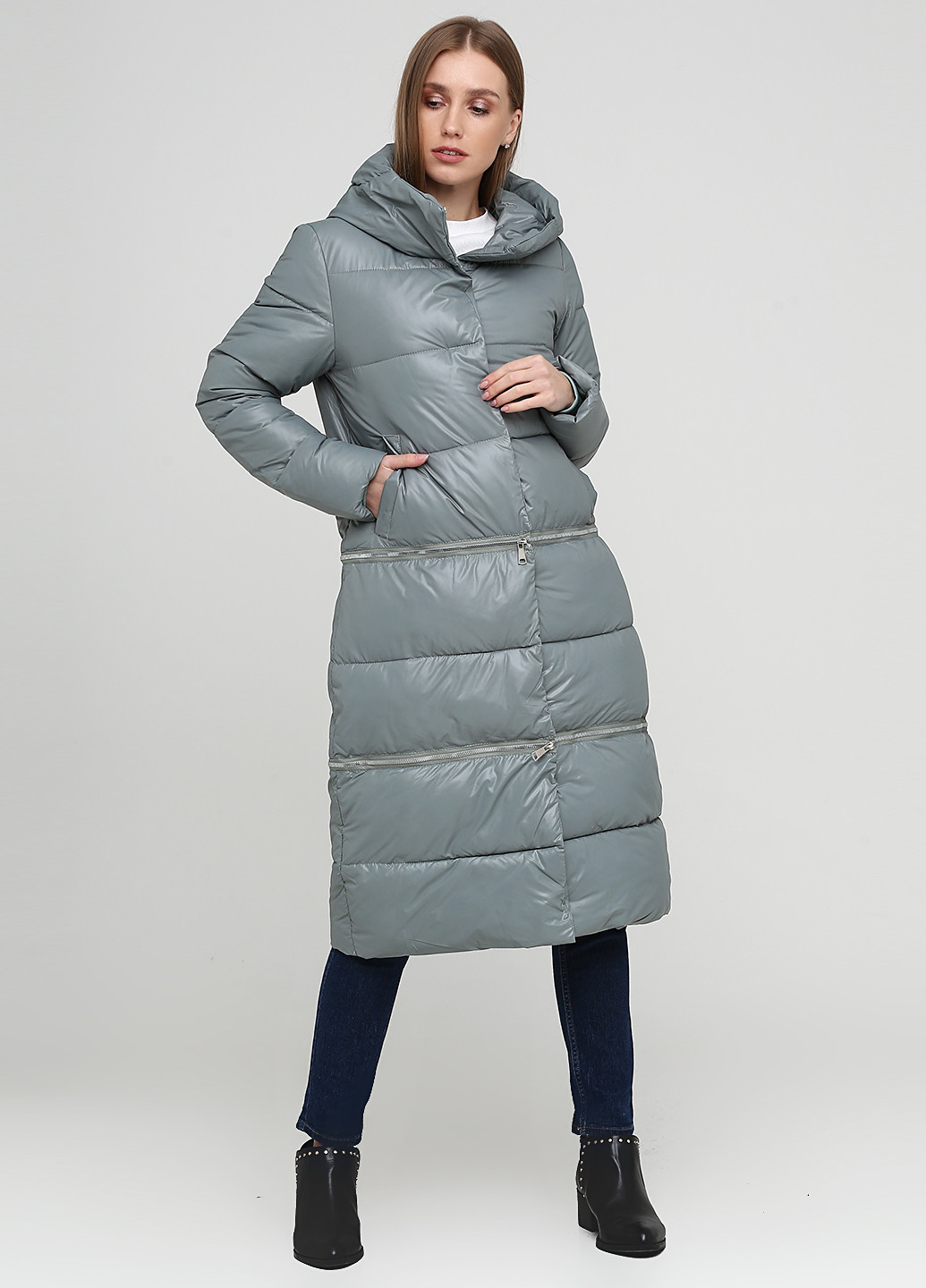 Сіро-зелена зимня куртка Q.X.Q.YU