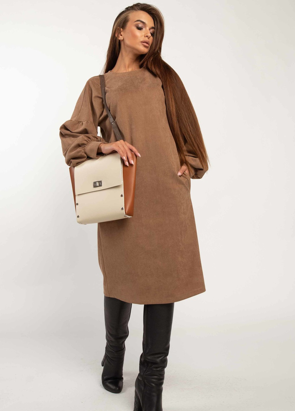 Бежева кежуал сукня Ри Мари однотонна