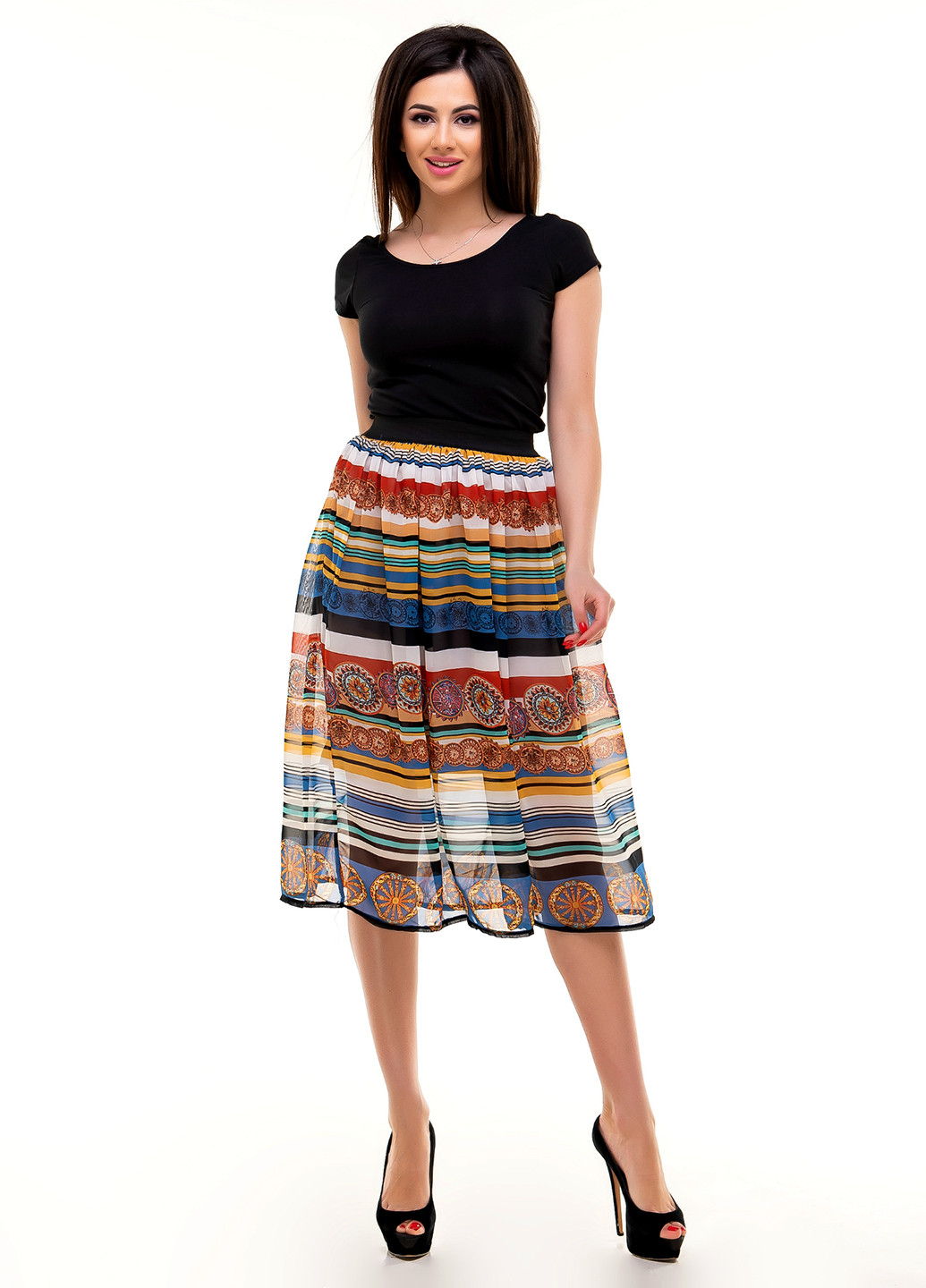 Разноцветная кэжуал с абстрактным узором юбка Olsa миди