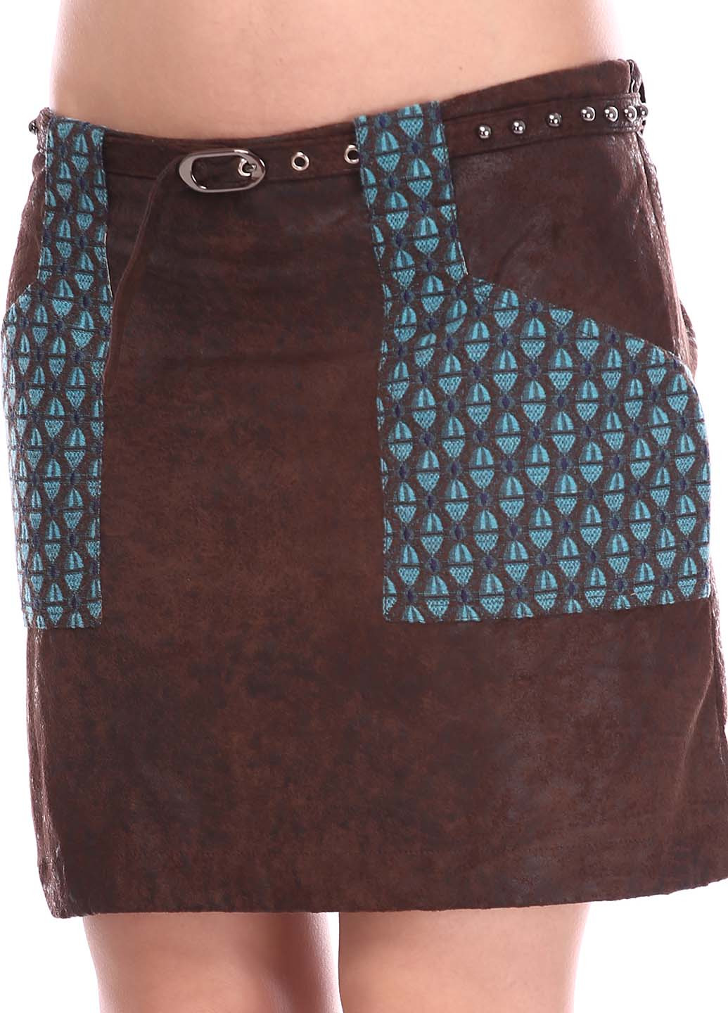 Коричневая кэжуал с абстрактным узором юбка Custo Barcelona а-силуэта (трапеция)
