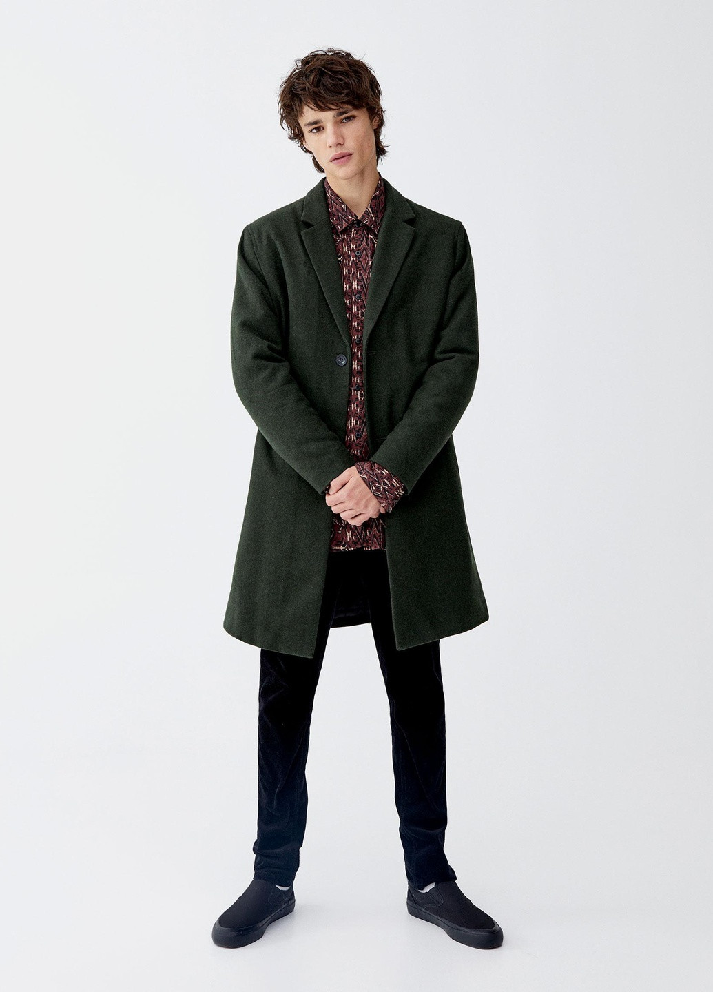 Коричневая рубашка Pull & Bear