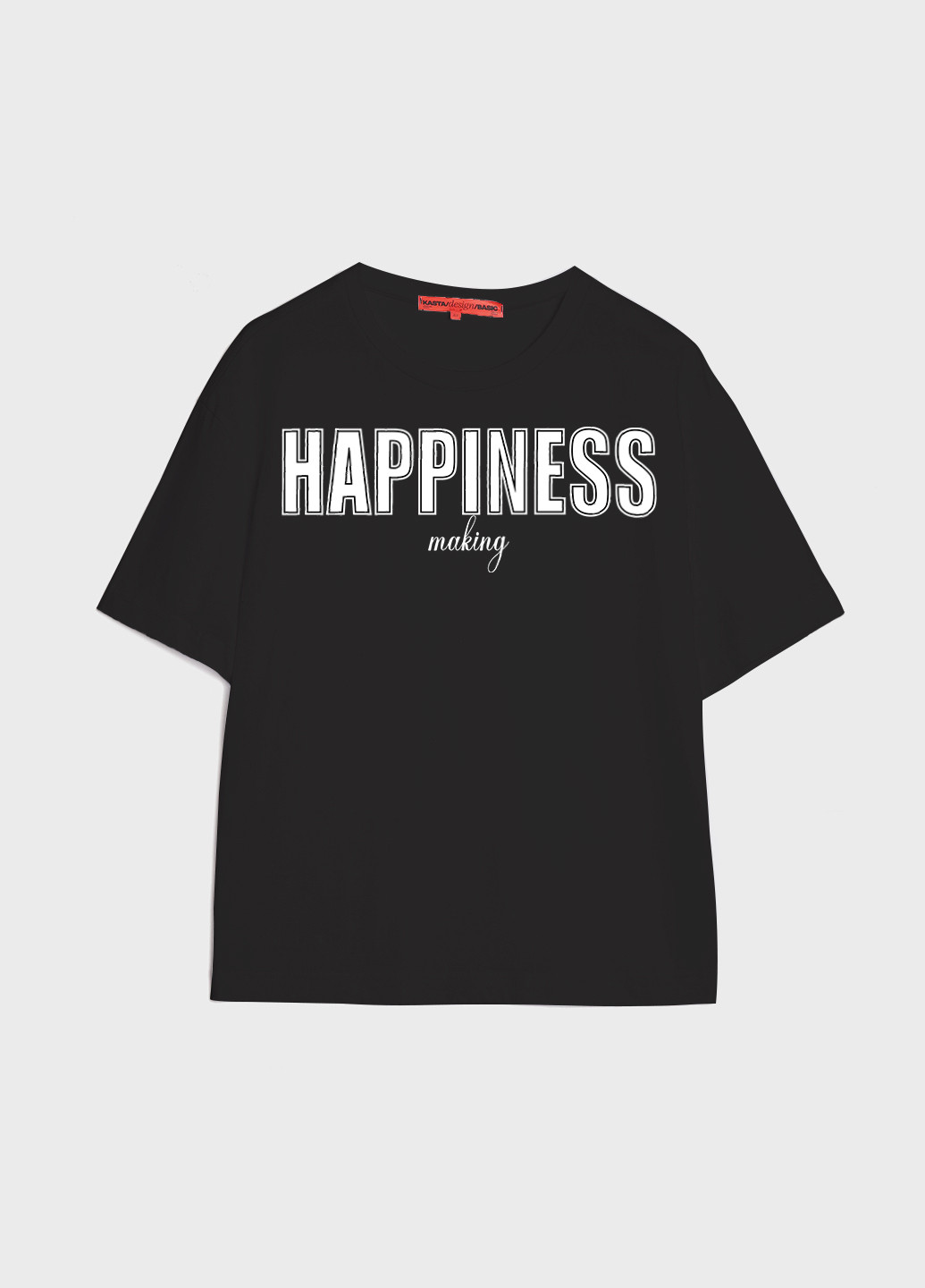 Черная летняя футболка женская оверсайз happiness KASTA design