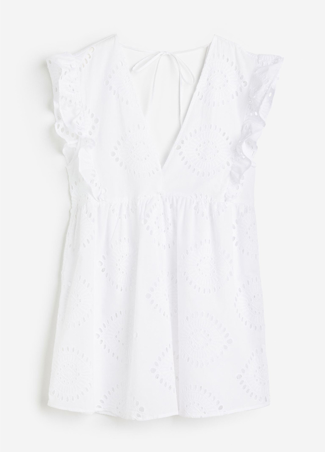 Білий кежуал сукня кльош, з відкритою спиною H&M однотонна