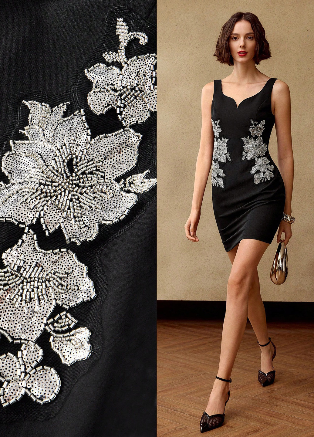 Черное вечернее платье SHEIN однотонное