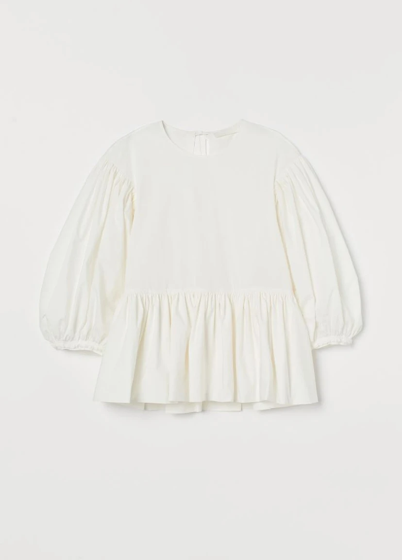 Біла блузка з пишним рукавом H&M