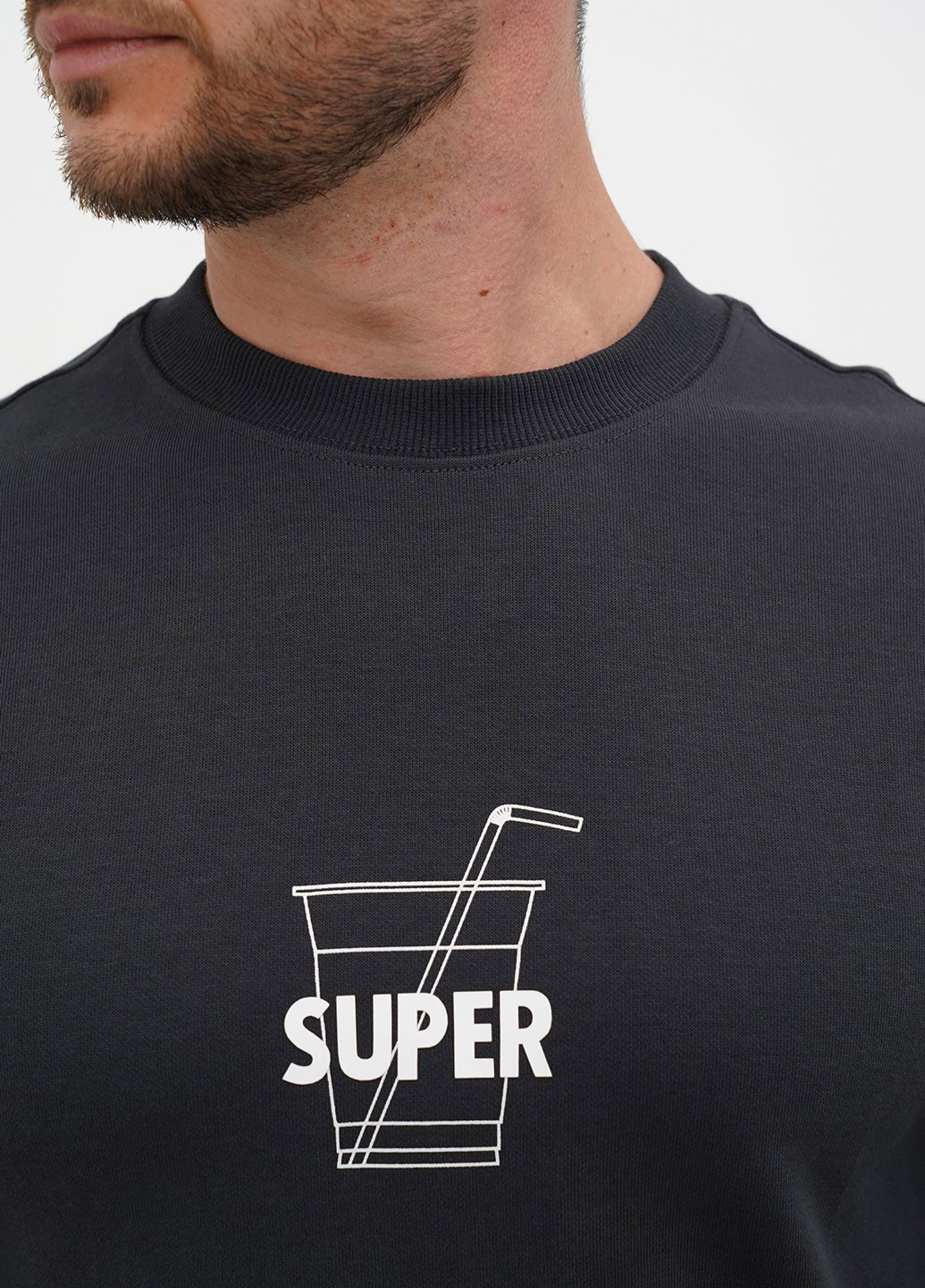 Темно-серый свитшот Trend Collection надпись без декора (303730735)