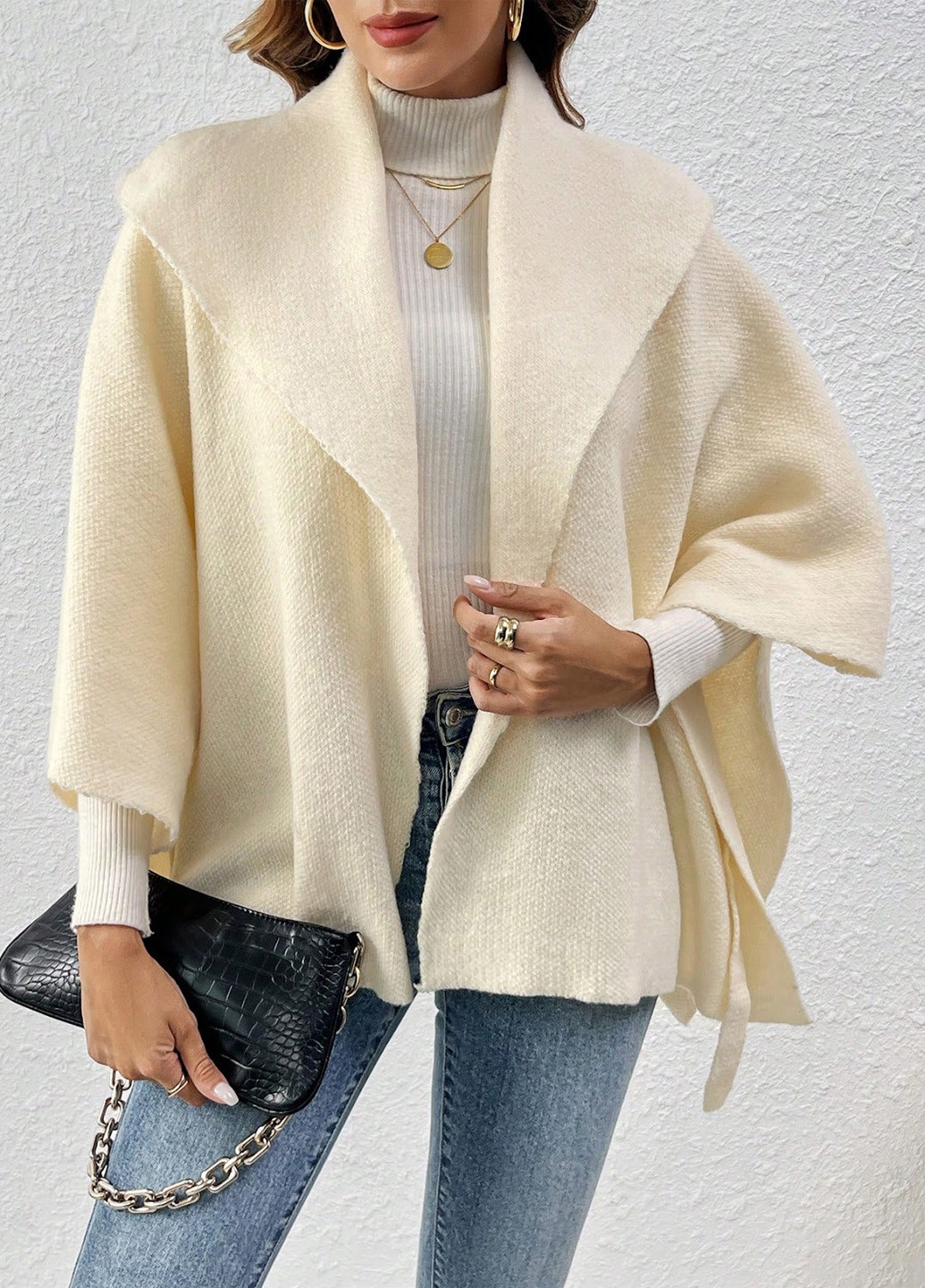 Кремовый зимний кардиган SHEIN