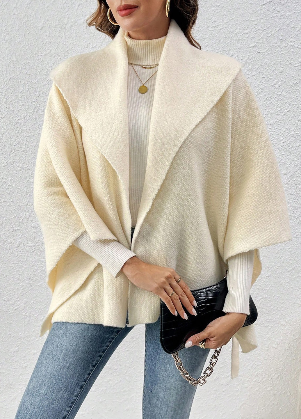 Кремовый зимний кардиган SHEIN