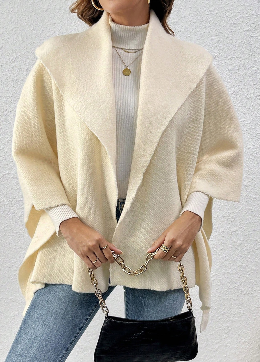 Кремовый зимний кардиган SHEIN