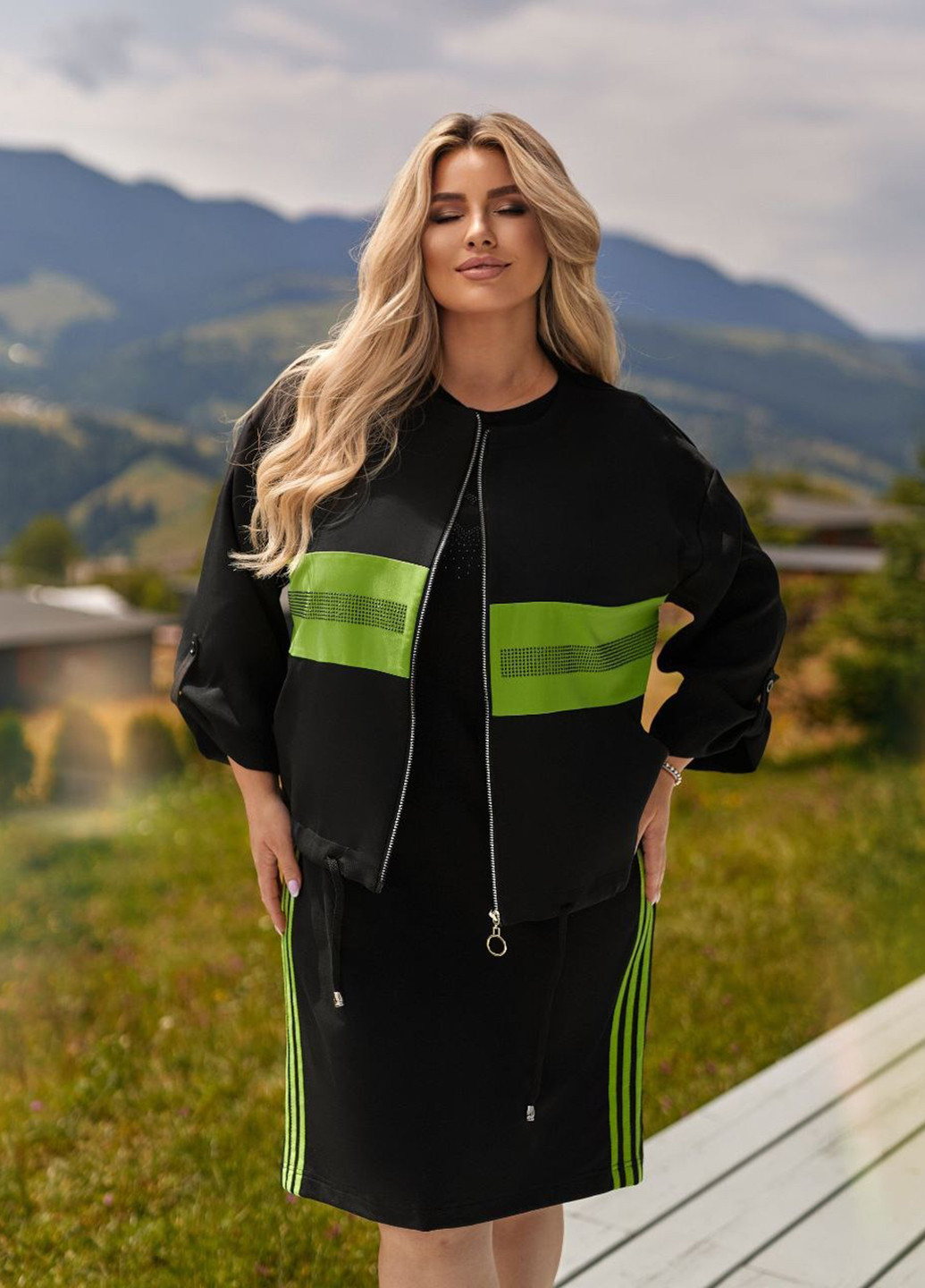 Лайм демісезонний комплект (вітровка, сукня) No Brand