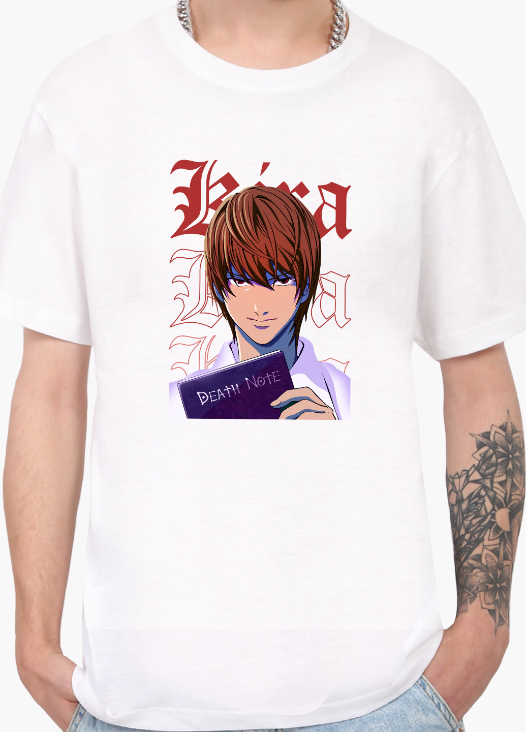 Біла футболка чоловіча кіра зошит смерті (kira death note) білий (9223-2823) MobiPrint
