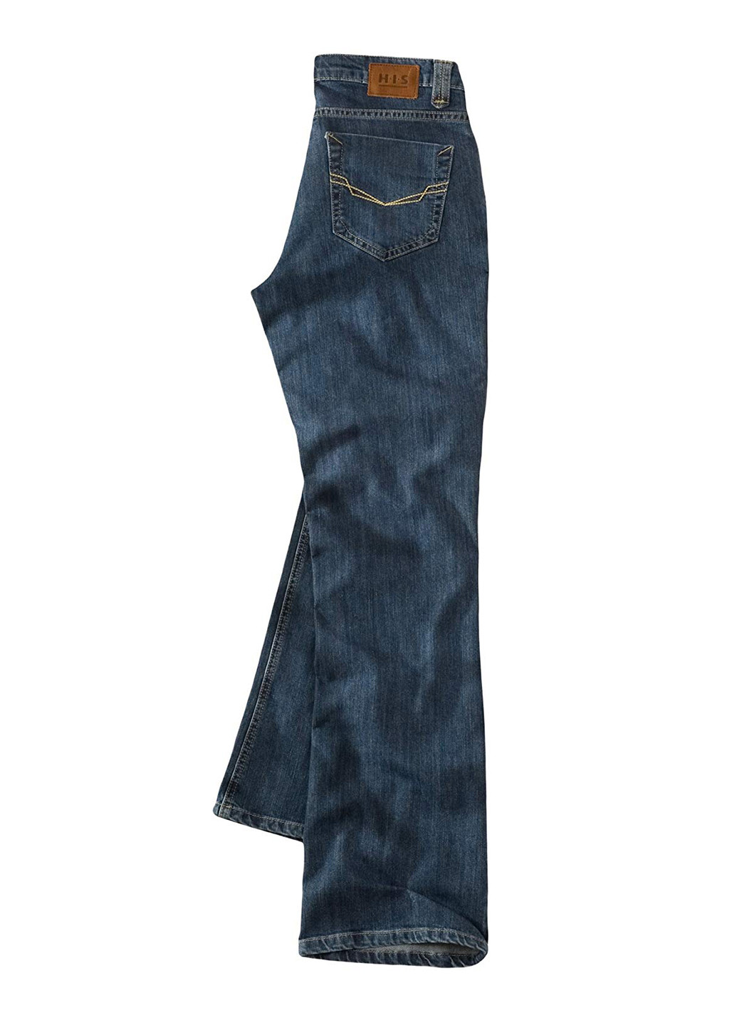 Джинси His Jeans прямі однотонні темно-сині джинсові
