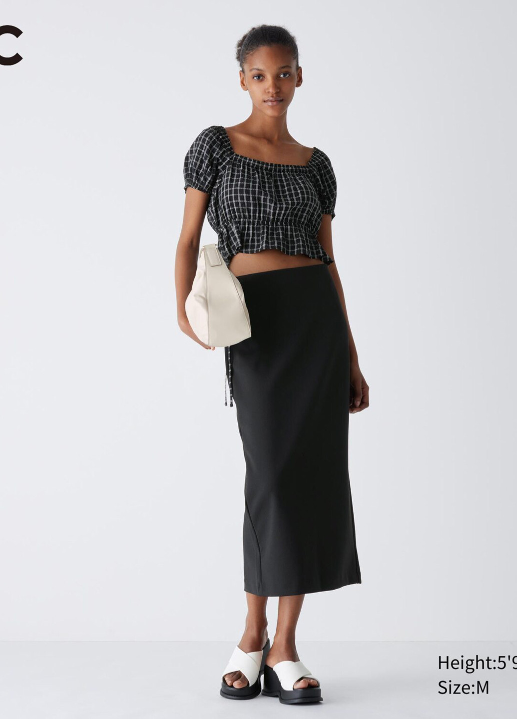 Черная кэжуал, офисная однотонная юбка Uniqlo карандаш