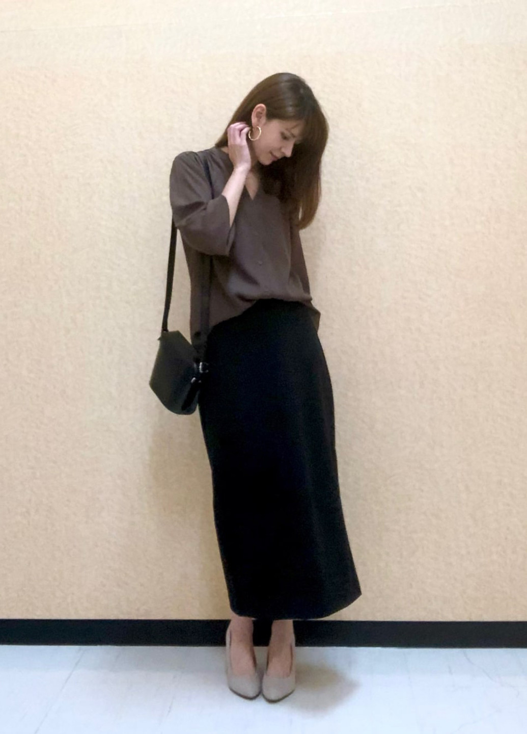 Черная кэжуал, офисная однотонная юбка Uniqlo карандаш