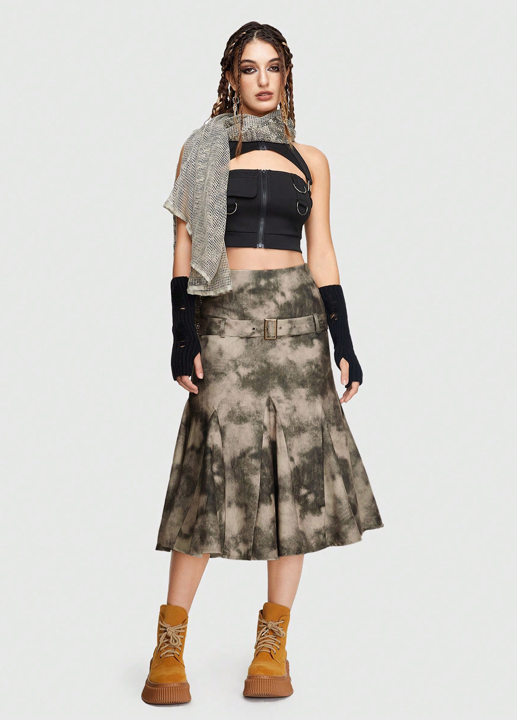 Разноцветная кэжуал тай-дай юбка SHEIN годе