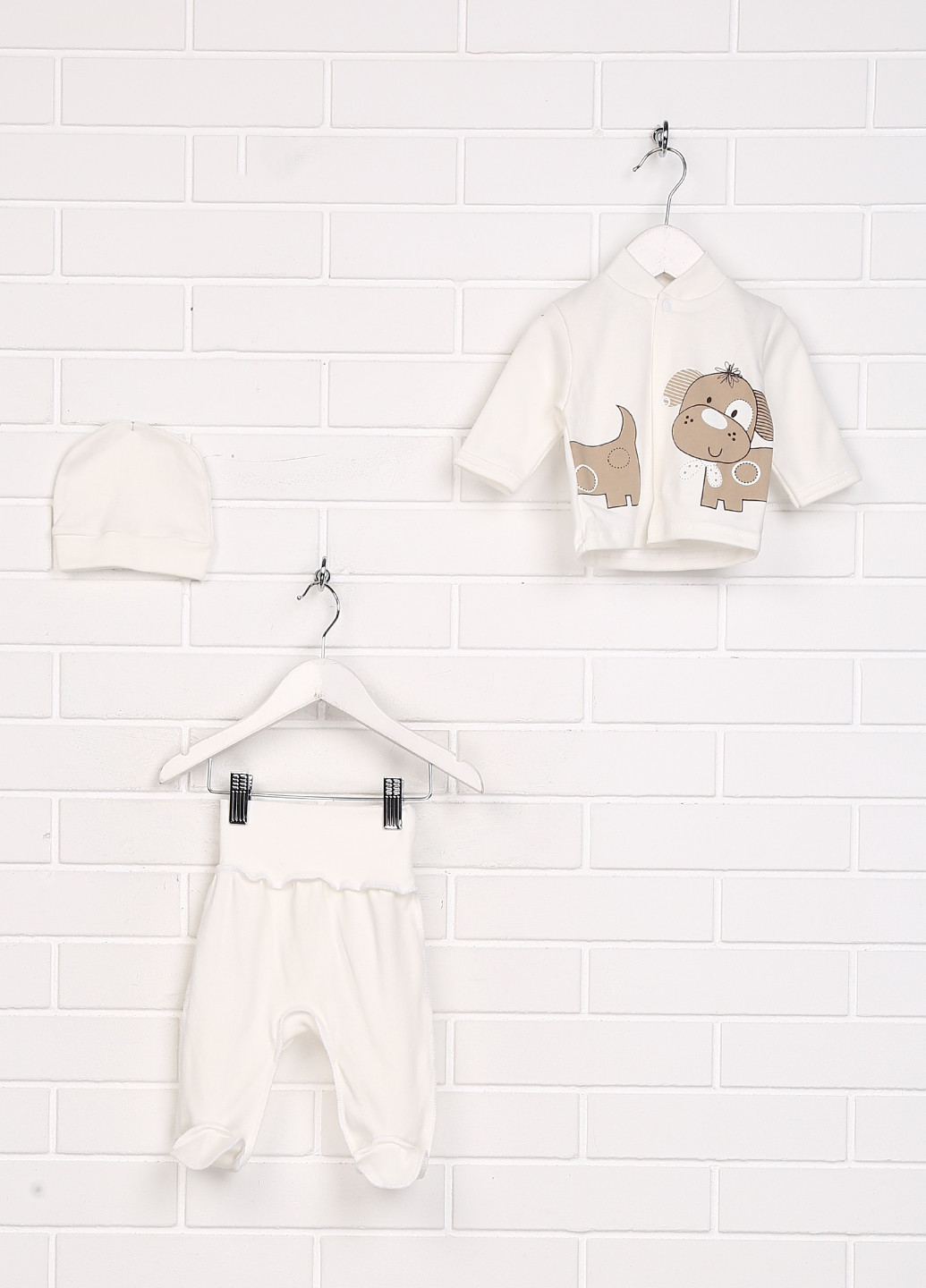 Молочный демисезонный комплект (шапка, кофта, ползунки) Baby Art