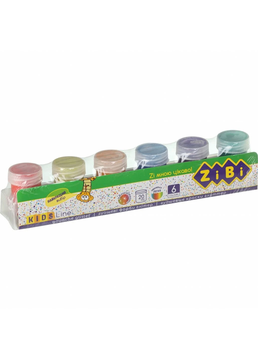 Фарби для малювання KIDS Line GLITTER Гуаш 6 кольорів по 20 мл (ZB.6691) Zibi (254068426)
