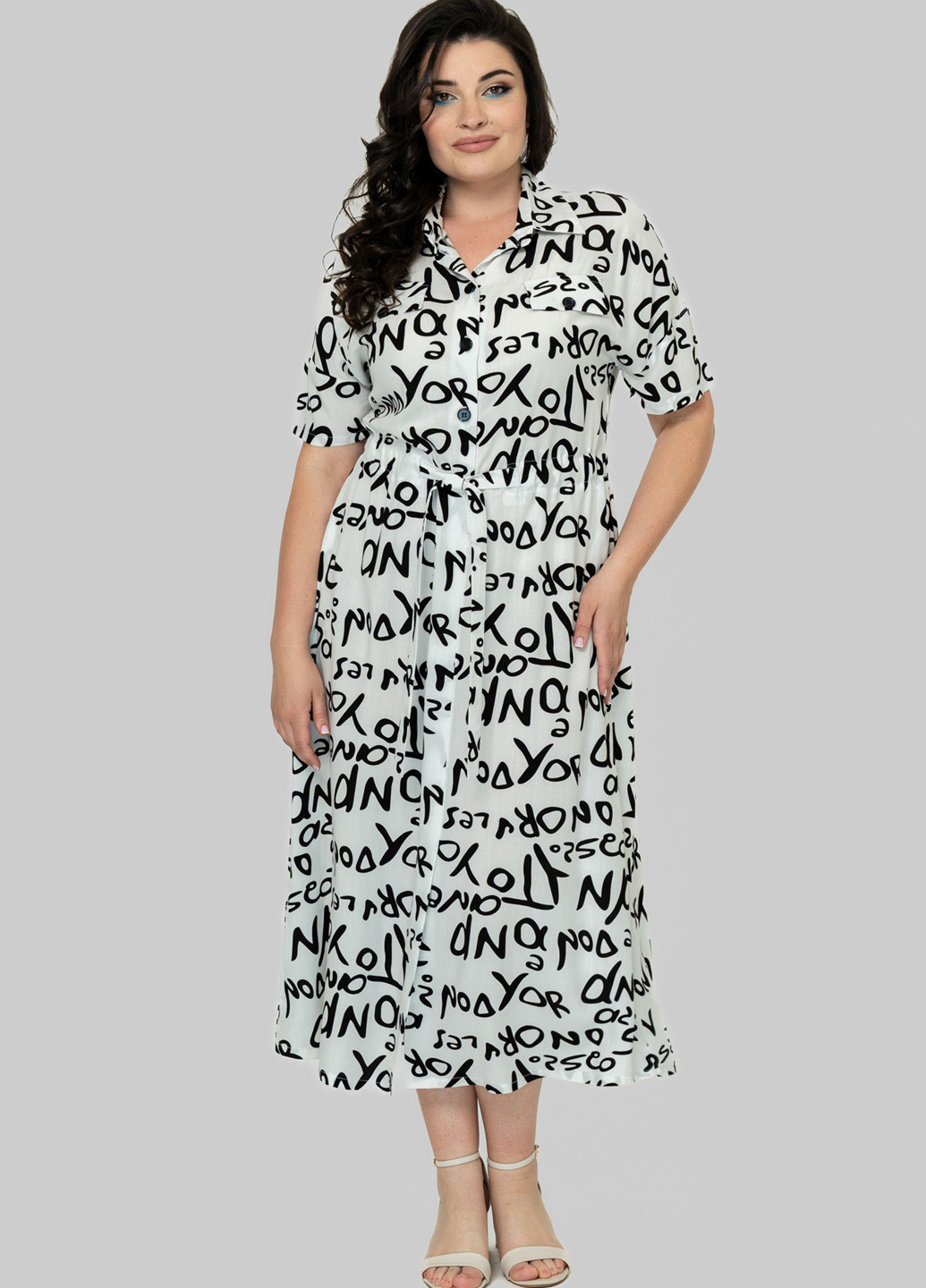 Комбинированное кэжуал платье а-силуэт A'll Posa с надписью