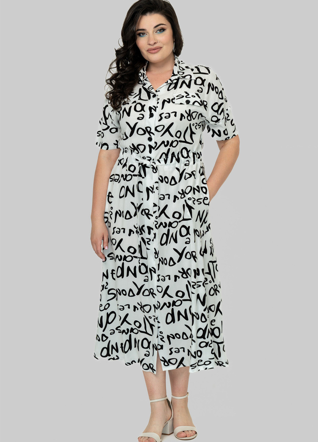 Комбинированное кэжуал платье а-силуэт A'll Posa с надписью